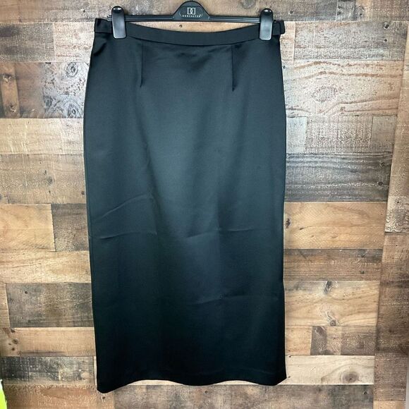 VIE by Victoria Royal Maxi Skirt A-Line Black Lined Side Zipper Side Slit 16 - Picture 12 of 12